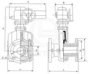 GJ941X-6L型电动管夹阀 外形尺寸图