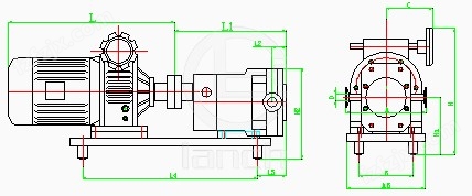 TR-Ⅲ型凸轮转子万用输送泵 安装尺寸图