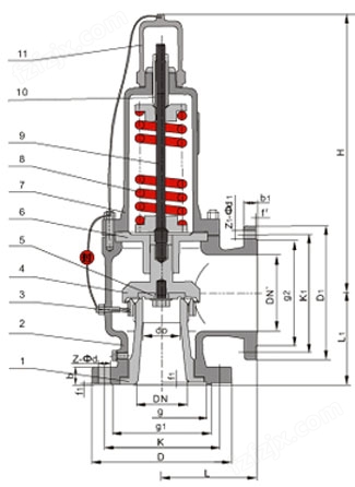 AH42F天然气阀、液化气阀主要外形连接尺寸图